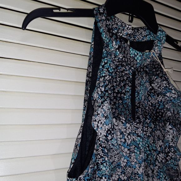 Entro Mini Dress Tunic Size Medium Lined Sleeveless Floral Design Length 34" NEW - Picture 5 of 16